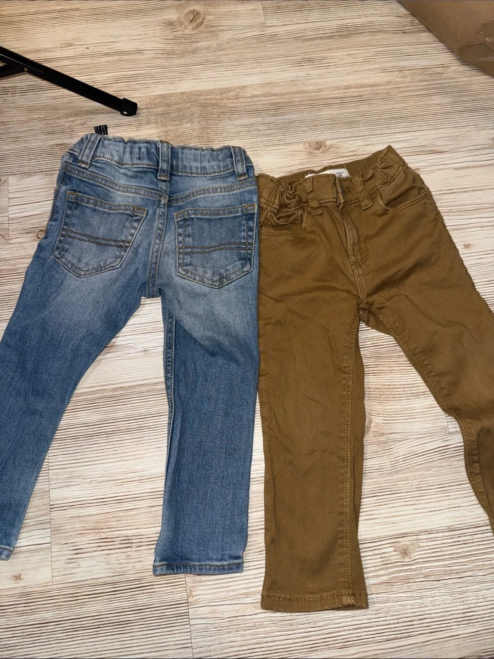 Kids Stretch Denim Jeans and Brown Twill Pants - 2-Pack